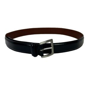 Coach Vintage Black Polished Cowhide Leather Belt Silver Square Buckle sz 34